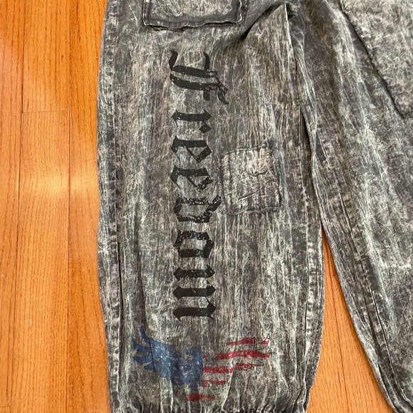 A Rare Bird Freedom Genie Pants OS Vintage Black Cotton Linen Boho Grunge unisex - Picture 3 of 15